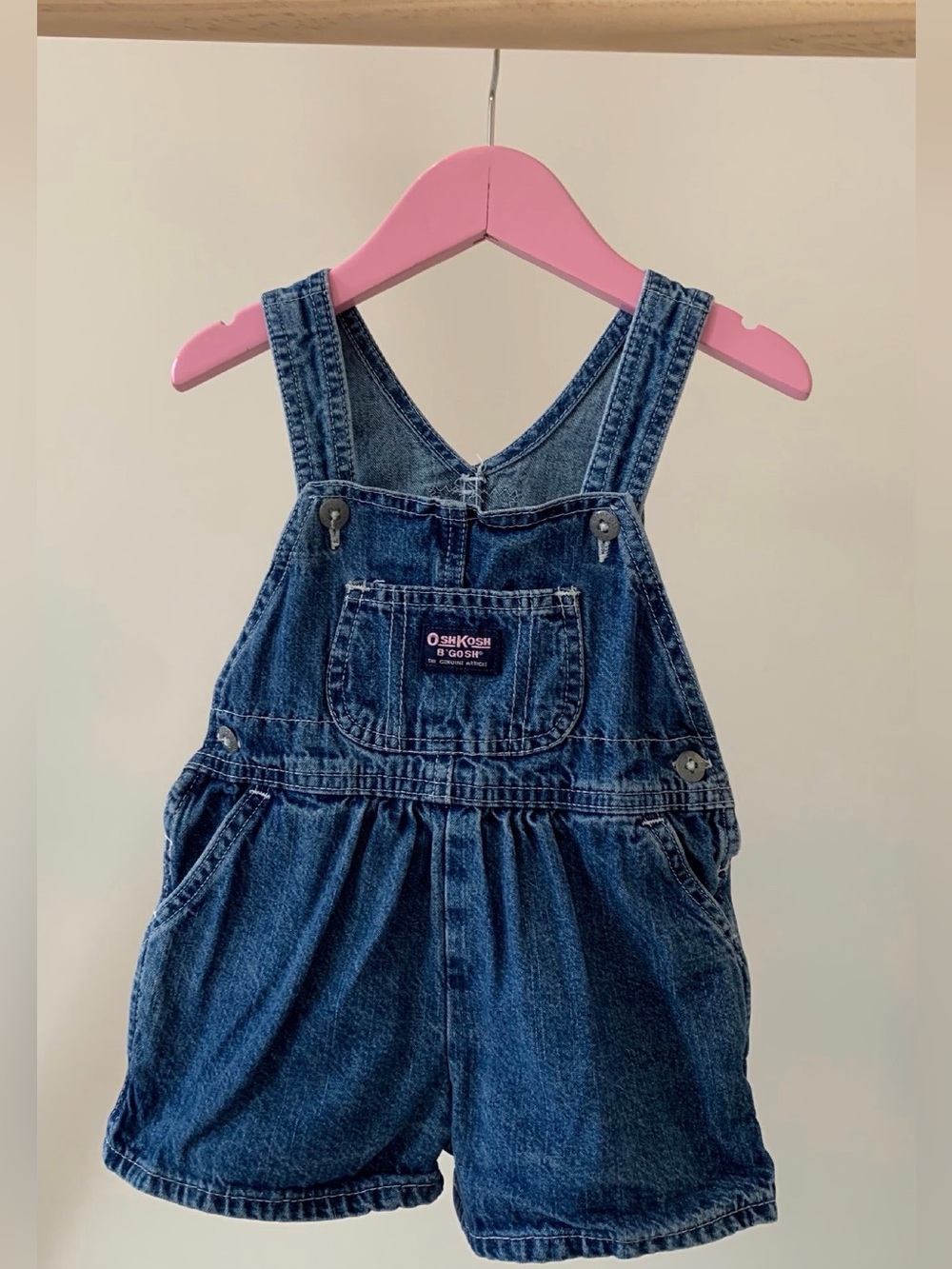 Vintage OshKosh B'gosh Denim Shortalls in Blue Denim 18M